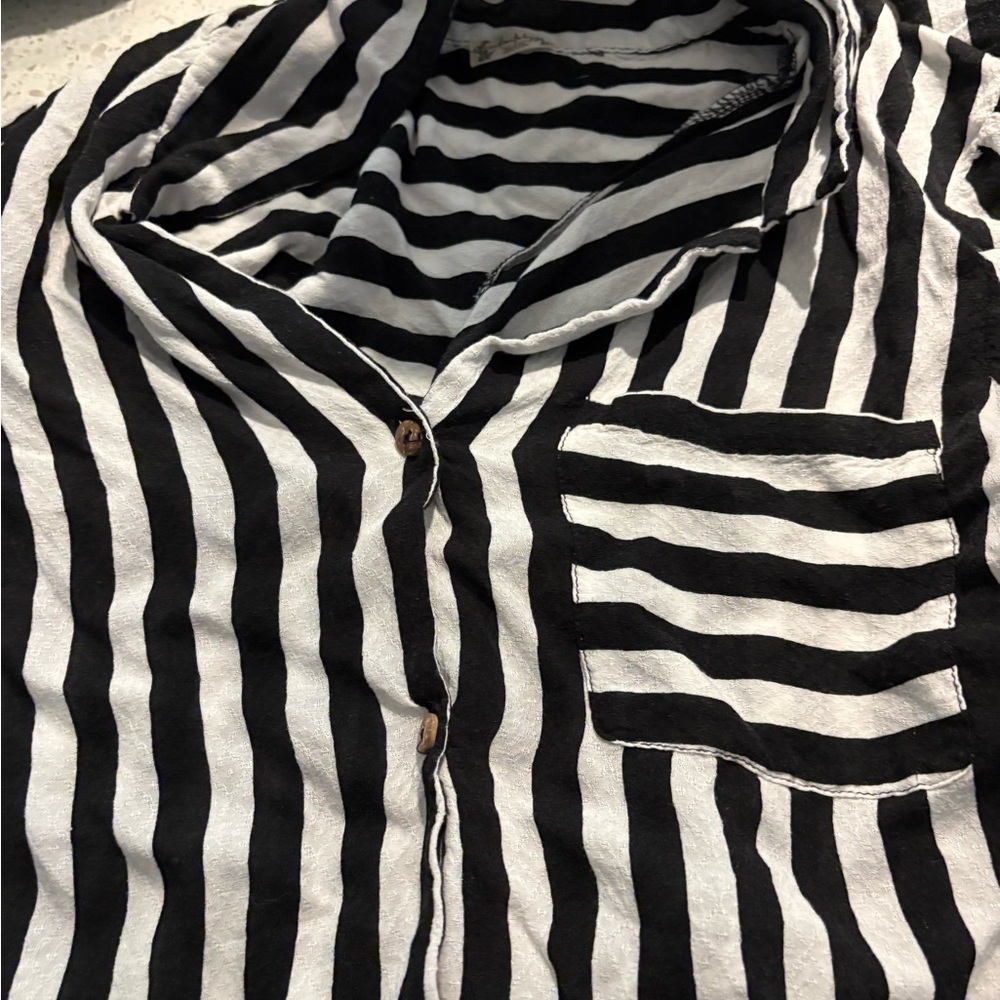 Free People Black and White Striped Pajama Top Beetle Juice.  Fits as a small.